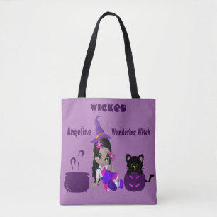 Halloween Wicked Wandering Witch Purple Cute Fun  Tote Bag