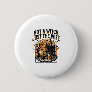 Halloween Wife Shirt Vintage Haunted House Design 6 Cm Round Badge