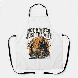 Halloween Wife Shirt Vintage Haunted House Design Apron