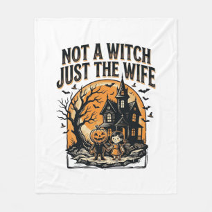Halloween Wife Shirt Vintage Haunted House Design Fleece Blanket