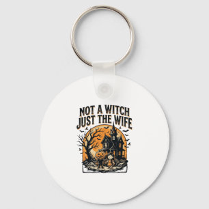 Halloween Wife Shirt Vintage Haunted House Design Key Ring