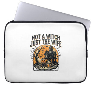 Halloween Wife Shirt Vintage Haunted House Design Laptop Sleeve
