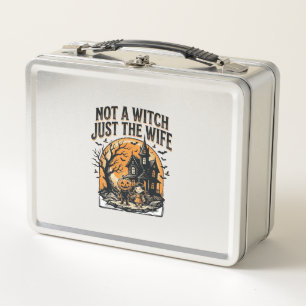 Halloween Wife Shirt Vintage Haunted House Design Metal Lunch Box