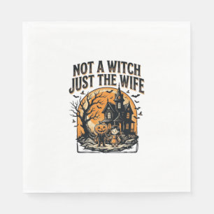 Halloween Wife Shirt Vintage Haunted House Design Napkin