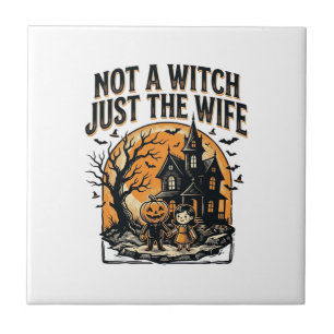 Halloween Wife Shirt Vintage Haunted House Design Tile
