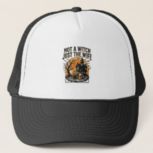 Halloween Wife Shirt Vintage Haunted House Design Trucker Hat