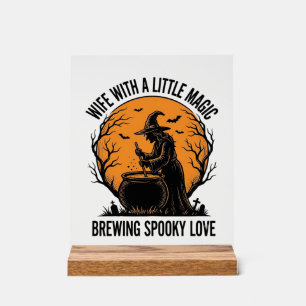 Halloween Wife Shirt Vintage Witch Cauldron Humour Acrylic Sign