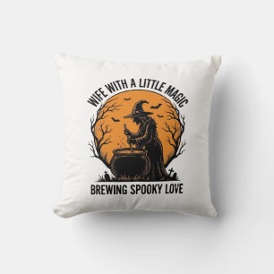 Halloween Wife Shirt Vintage Witch Cauldron Humour Cushion