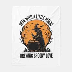 Halloween Wife Shirt Vintage Witch Cauldron Humour Fleece Blanket