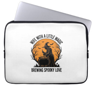 Halloween Wife Shirt Vintage Witch Cauldron Humour Laptop Sleeve
