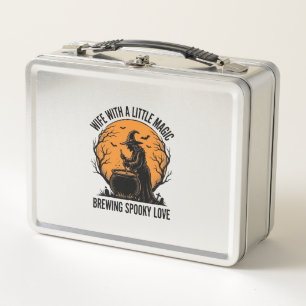 Halloween Wife Shirt Vintage Witch Cauldron Humour Metal Lunch Box