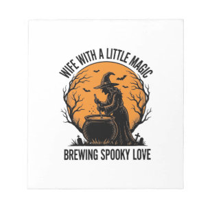 Halloween Wife Shirt Vintage Witch Cauldron Humour Notepad