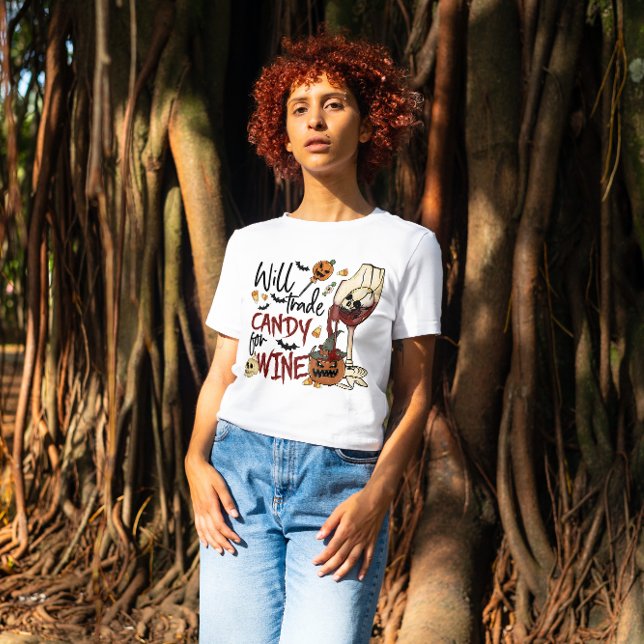 HALLOWEEN WILL TRADE CANDY FOR WINE | WINE LOVER T-Shirt (Creator Uploaded)
