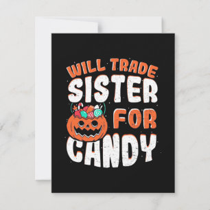 Halloween Will Trade Sister For Candy Thank You Card
