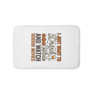 Halloween Wine Horror Movies Vintage Shirt Design_ Bath Mat