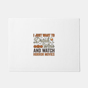 Halloween Wine Horror Movies Vintage Shirt Design_ Doormat