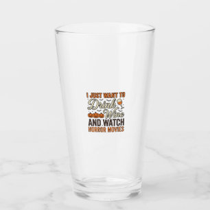Halloween Wine Horror Movies Vintage Shirt Design_ Glass