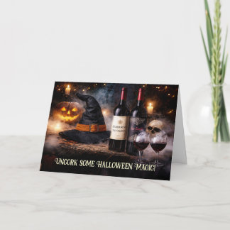 Halloween Wine Humourous with Bottles of Wine Witc Holiday Card