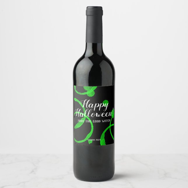 Halloween Wine Label Green Venom (Front)