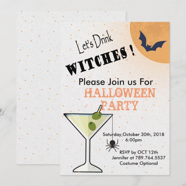 Halloween wine party invitation (Front/Back)