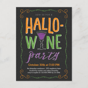 Halloween Wine Party Invitation Postcard