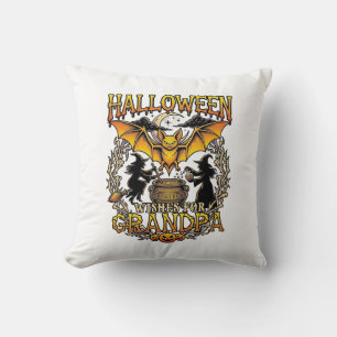 Halloween Wishes Grandpa Bat Witches Cauldron_1 Cushion