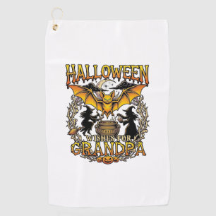 Halloween Wishes Grandpa Bat Witches Cauldron_1 Golf Towel