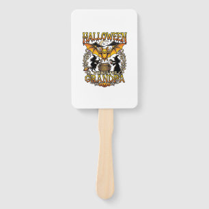 Halloween Wishes Grandpa Bat Witches Cauldron_1 Hand Fan