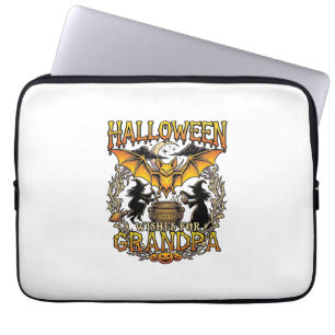 Halloween Wishes Grandpa Bat Witches Cauldron_1 Laptop Sleeve