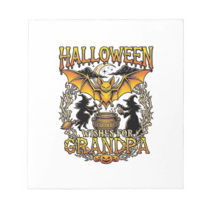 Halloween Wishes Grandpa Bat Witches Cauldron_1 Notepad