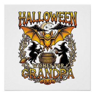 Halloween Wishes Grandpa Bat Witches Cauldron_1 Poster