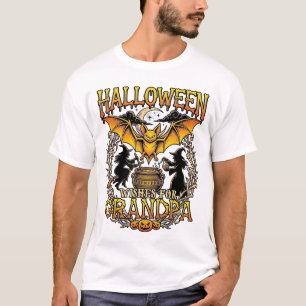 Halloween Wishes Grandpa Bat Witches Cauldron_1 T-Shirt