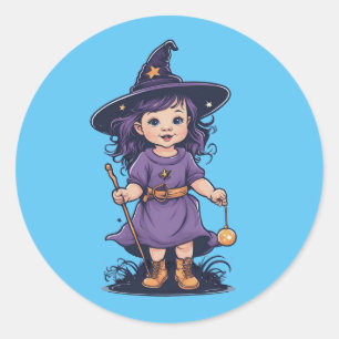 Halloween, witch 16 baby, darling witch, for kids classic round sticker