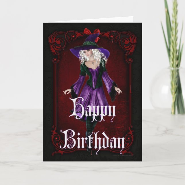Halloween Witch 5 October Happy Birthday Card (Front)