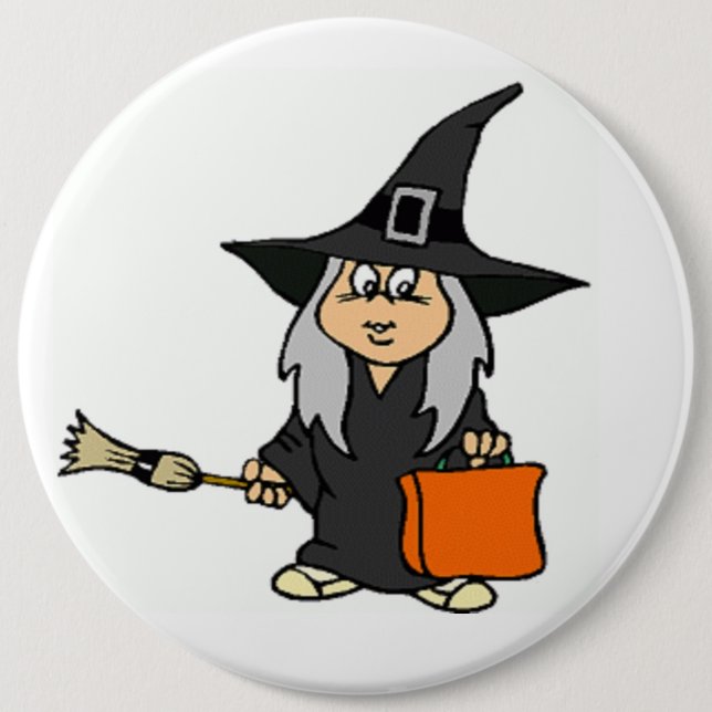 HALLOWEEN WITCH 6 CM ROUND BADGE (Front)