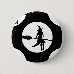 halloween witch 6 cm round badge