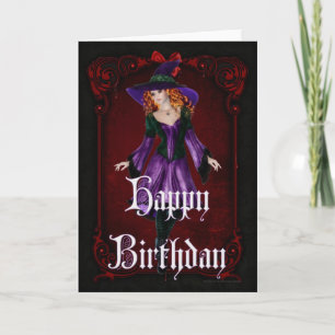 Halloween Witch 6 October Happy Birthday Card