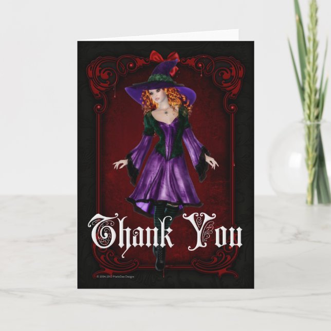 Halloween Witch 6 Thank You Greeting Card (Front)