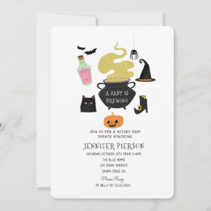 Halloween Witch A Baby Is Brewing Baby Shower Invitation