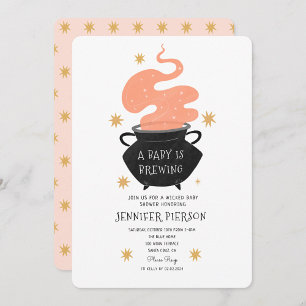 Halloween Witch A Baby Is Brewing Baby Shower  Invitation
