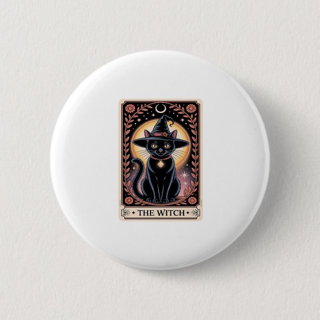 Halloween Witch Aesthetic Cat Lovers Gothic Tarot  6 Cm Round Badge (Front)