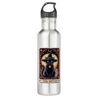 Halloween Witch Aesthetic Cat Lovers Gothic Tarot  710 Ml Water Bottle