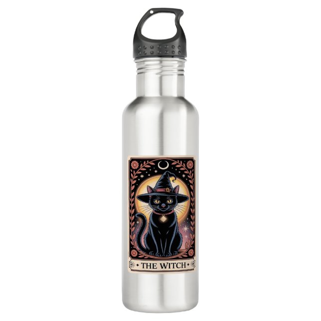 Halloween Witch Aesthetic Cat Lovers Gothic Tarot  710 Ml Water Bottle (Front)