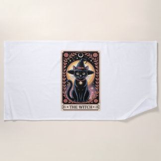 Halloween Witch Aesthetic Cat Lovers Gothic Tarot  Beach Towel