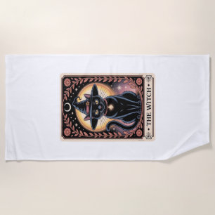 Halloween Witch Aesthetic Cat Lovers Gothic Tarot  Beach Towel