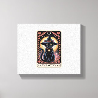 Halloween Witch Aesthetic Cat Lovers Gothic Tarot  Canvas Print
