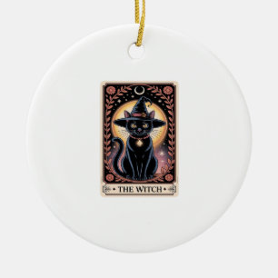 Halloween Witch Aesthetic Cat Lovers Gothic Tarot Ceramic Tree Decoration