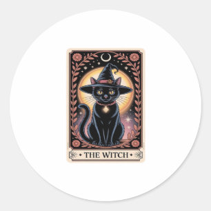 Halloween Witch Aesthetic Cat Lovers Gothic Tarot  Classic Round Sticker