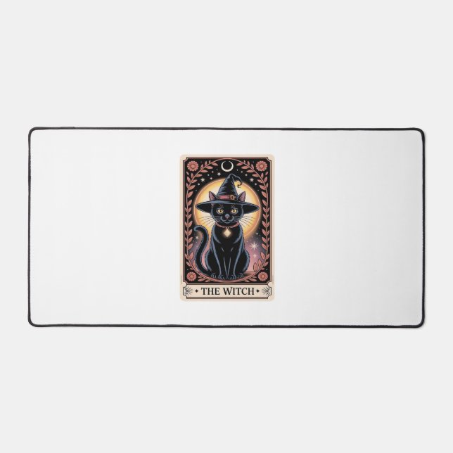 Halloween Witch Aesthetic Cat Lovers Gothic Tarot  Desk Mat (Front)