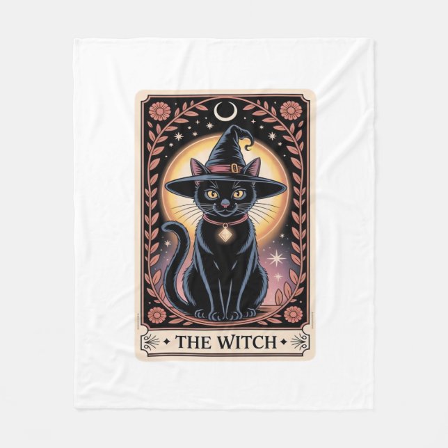 Halloween Witch Aesthetic Cat Lovers Gothic Tarot  Fleece Blanket (Front)